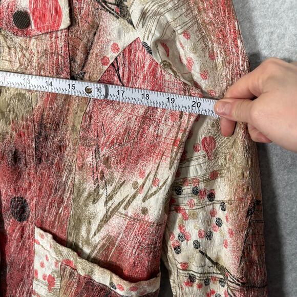 Keren Hart Jacket Medium Coral Gold Painted Artsy Abstract Maximum Boho Granny - Picture 6 of 9